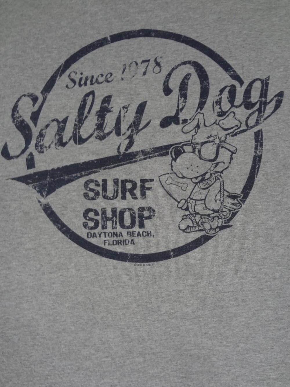 SALTY DOG SURF SHOP DAYTONA BEACH FLORIDA CUT OFF SLEEVES GRAY MEDIUM SHIRT M66